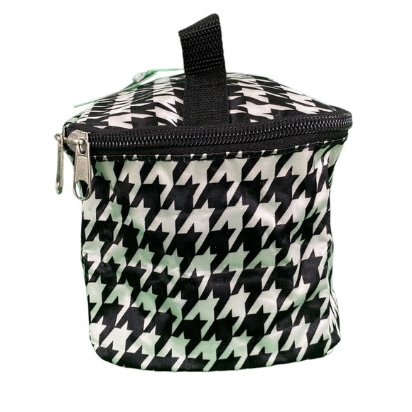 Nadia Rima Black and White Houndstooth Print Collapsable Makeup Bag - Picture 5 of 15
